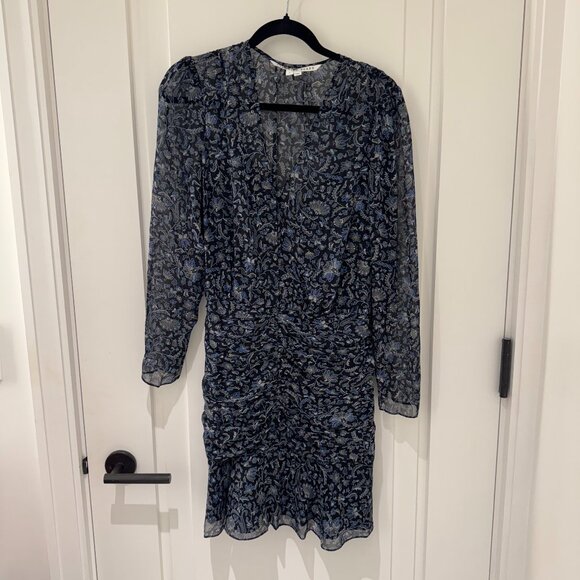 Veronica Beard Blue Floral Ruched Mini Dress | Size 8 - Picture 1 of 2